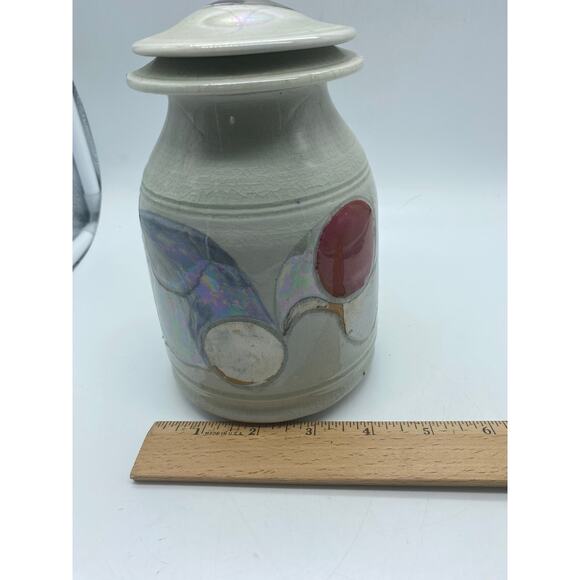 Blue, silver Red pottery Lidded Jar,Modern Abstract design
Function - Picture 7 of 7